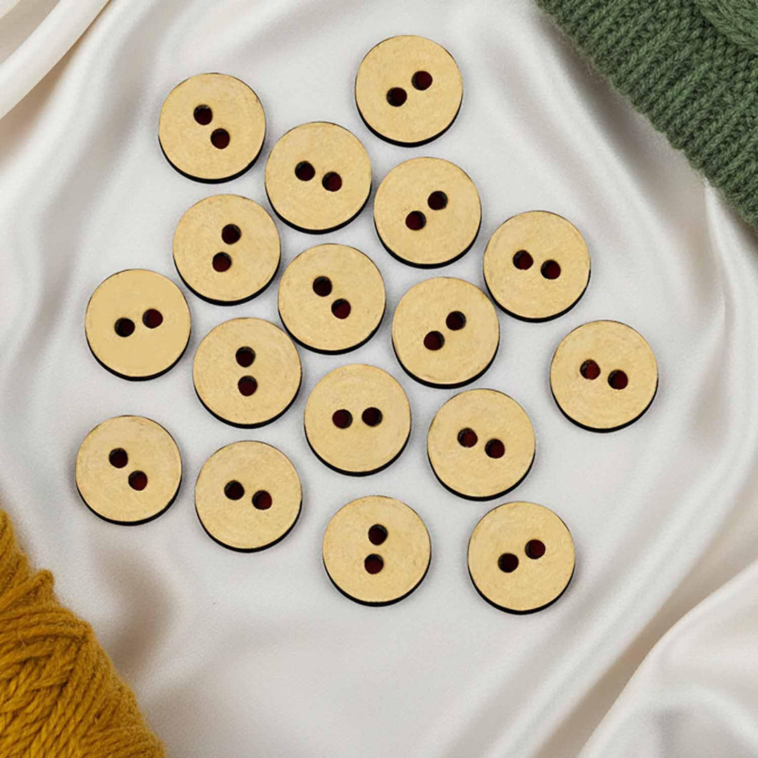 72 Pieces Natural Wooden Circle Buttons for Clothes – Circle 2-Hole Wooden Shirt Buttons for Men &amp; Women | Ideal for Kurtas, Kurtis, Sewing, Crafts, DIY &amp; Embroidery (2 Holes -10 mm)