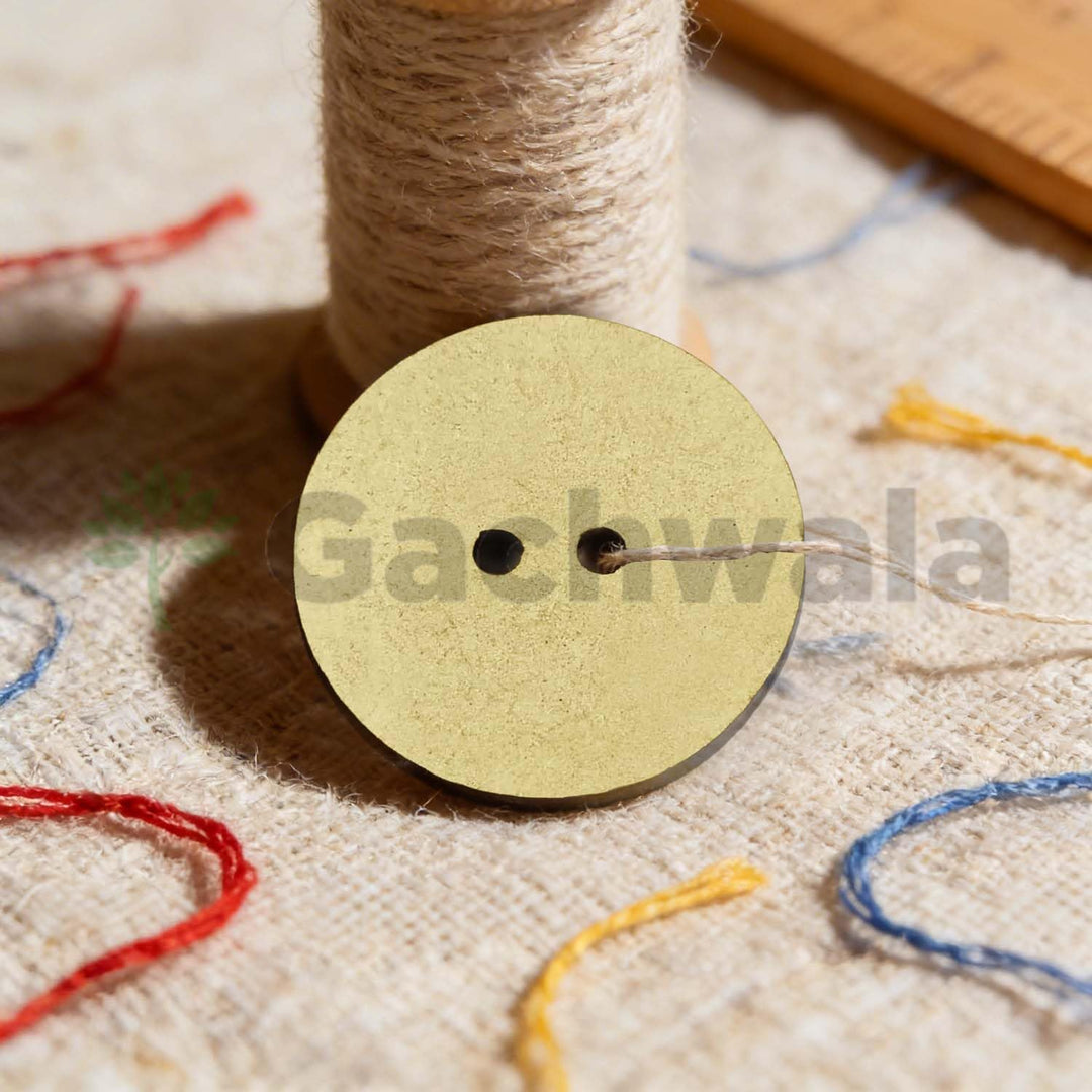 Gachwala 32 Pieces Round Wooden Buttons for Sewing | Natural Design Wooden Buttons | Stitchable Buttons for Kurtas, Craft, Embroidery &amp; DIY Projects (SimpleCircle-2-Hole-Btn-32)