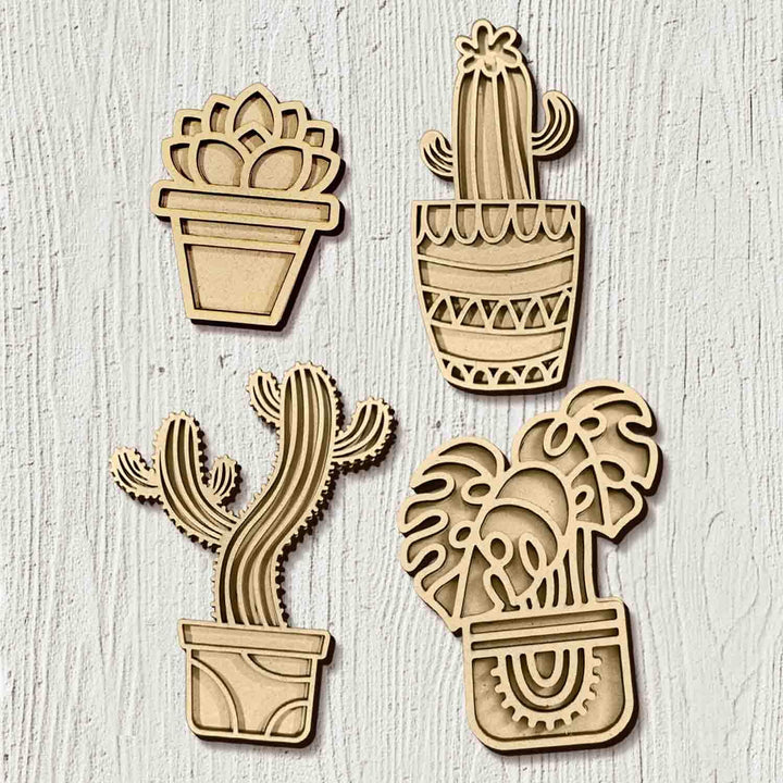 3D All Plants Mix Pack of 4 | Mini Decorative Plant Magnets for Kitchen, Refrigerator &amp; Home Decor | Botanical Gift for Plant Lovers