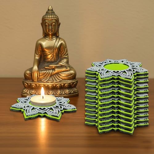 Wooden Floral Tea Light Candle Holders &amp; Diya Stands | Decorative Candle Holders for Diwali, Christmas &amp; Festive Home Decor