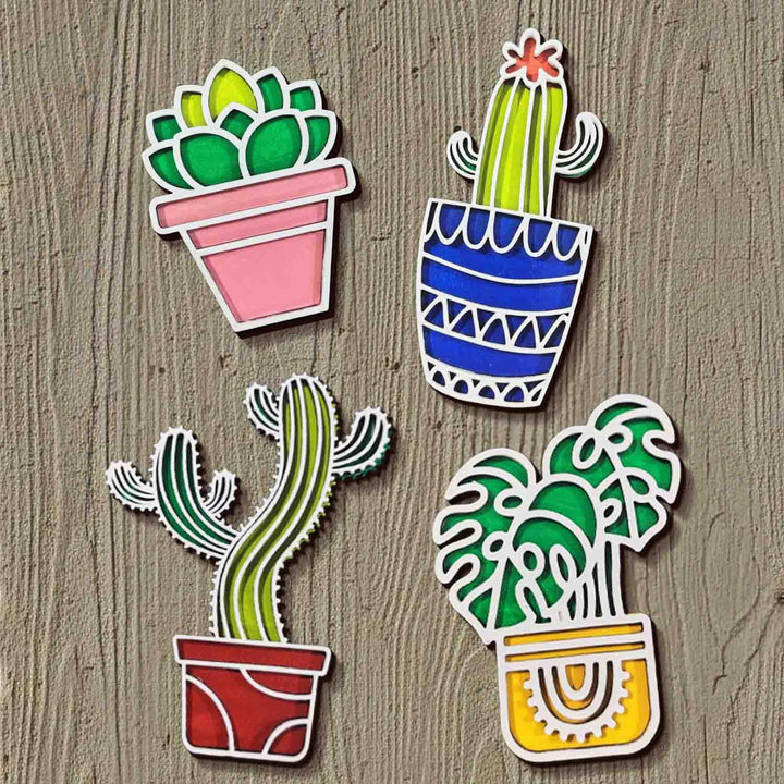 3D Wooden All Plants Mix Sticky Wall Art Pack of 5 | Handcrafted Decorative Signs &amp; Plaques for Living Room, Bedroom, Dining Room, Drawing Room &amp; Office Decor