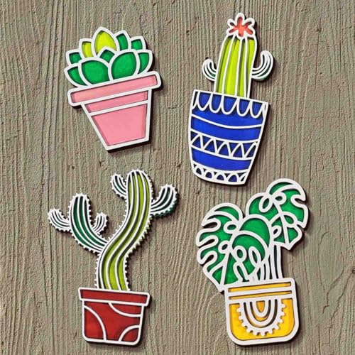 3D Wooden All Plants Mix Sticky Wall Art Pack of 5 | Handcrafted Decorative Signs &amp; Plaques for Living Room, Bedroom, Dining Room, Drawing Room &amp; Office Decor