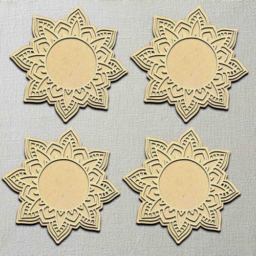 3D Wooden Floral Handicraft Tea Light Candle Holders | Decorative Set for Diwali, Christmas &amp; Festive Home Décor | Handcrafted 3D Tea Light Holders for Living Room &amp; Table Decoration (Style 3)