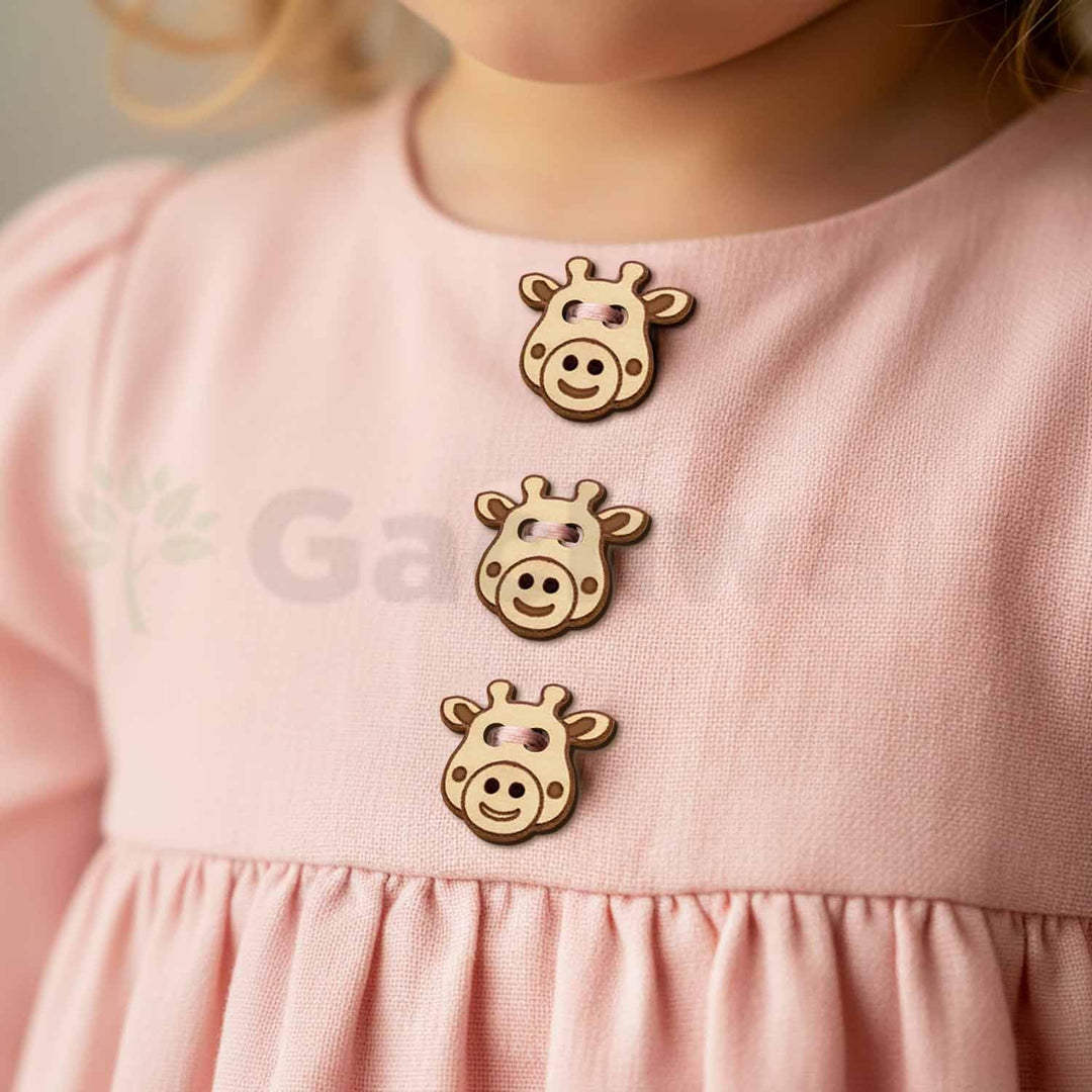 50 Pieces Natural Wooden Buttons for Clothes | Eco-Friendly Sewing Buttons for Shirts, Kurtas, Kurtis, Crafts &amp; DIY Projects (CowFace-2-Hole-Btn-50)