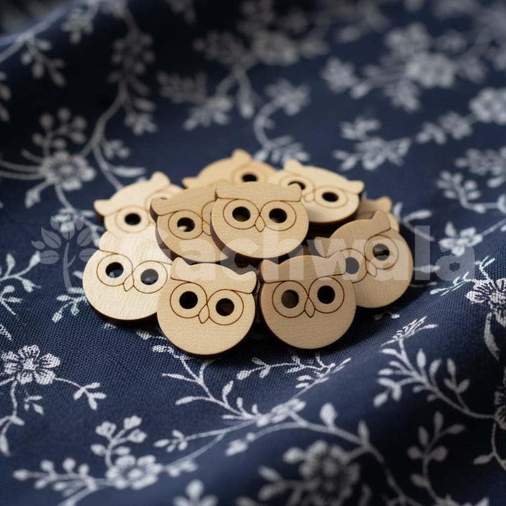 50 Pieces Natural Wooden Buttons for Clothes | Eco-Friendly Sewing Buttons for Shirts, Kurtas, Kurtis, Crafts &amp; DIY Projects (WiseOwl-2-Hole-Btn-50)