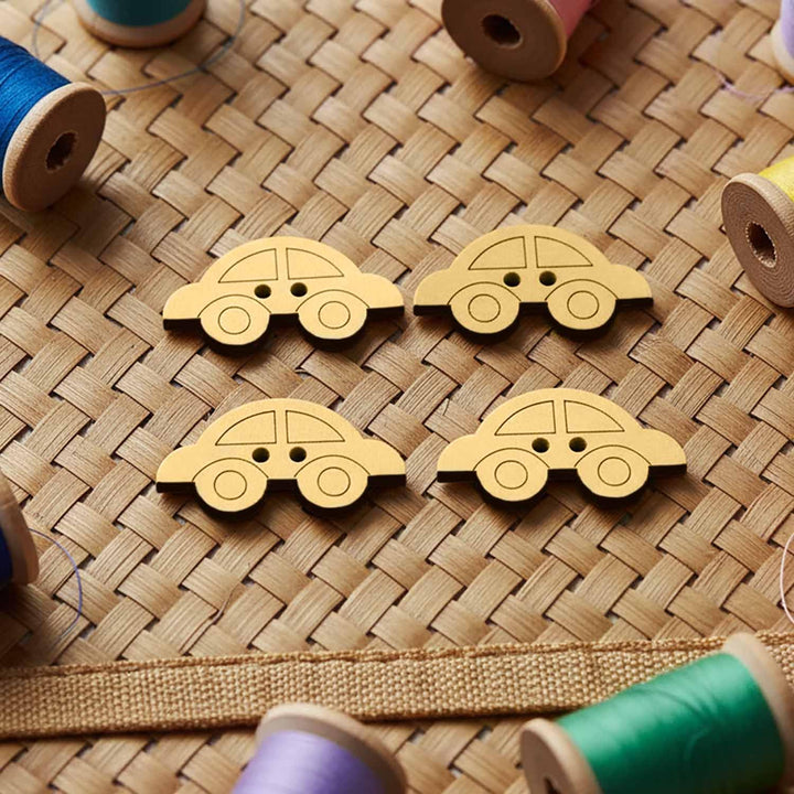 50 Pieces Natural Wooden Buttons for Clothes | Eco-Friendly Sewing Buttons for Shirts, Kurtas, Kurtis, Crafts &amp; DIY Projects (Car-2-Hole-Btn-50)