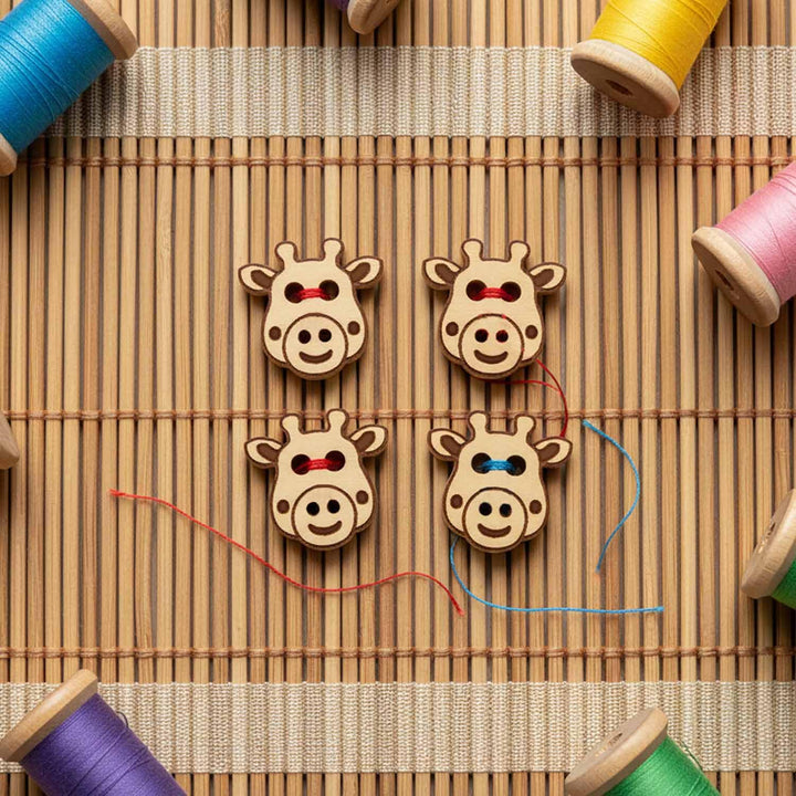 50 Pieces Natural Wooden Buttons for Clothes | Eco-Friendly Sewing Buttons for Shirts, Kurtas, Kurtis, Crafts &amp; DIY Projects (CowFace-2-Hole-Btn-50)