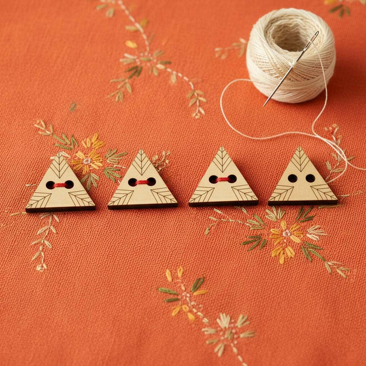 50 Pieces Natural Wooden Buttons for Clothes | Eco-Friendly Sewing Buttons for Shirts, Kurtas, Kurtis, Crafts &amp; DIY Projects (GeoLeaf-2-Hole-Btn-50)