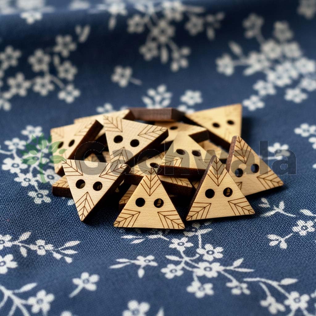 50 Pieces Natural Wooden Buttons for Clothes | Eco-Friendly Sewing Buttons for Shirts, Kurtas, Kurtis, Crafts &amp; DIY Projects (GeoLeaf-2-Hole-Btn-50)