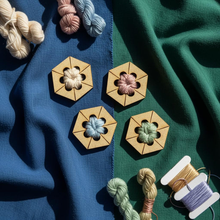 50 Pieces Wooden Buttons for Clothes | Natural Round Wooden Shirt Buttons for Men &amp; Women | Ideal for Kurtas, Kurtis, Sewing, Crafts &amp; Embroidery (Design 4 Hexagon)