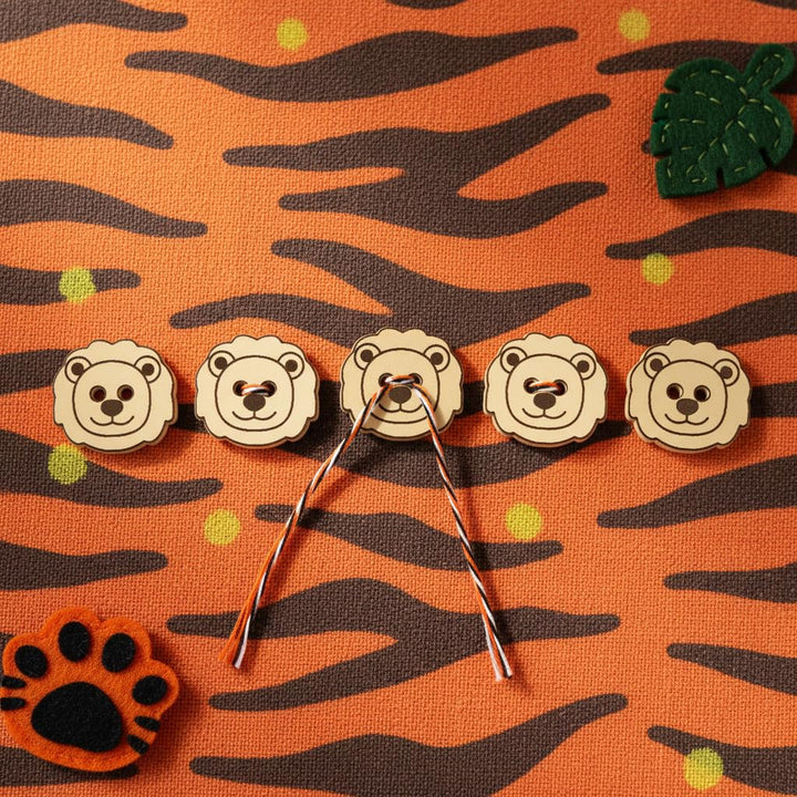 50 Pieces Natural Wooden Buttons for Clothes | Eco-Friendly Sewing Buttons for Shirts, Kurtas, Kurtis, Crafts &amp; DIY Projects (LionFace-2-Hole-Btn-50)