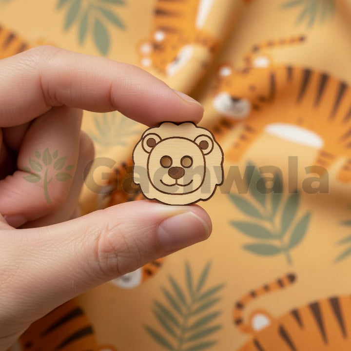50 Pieces Natural Wooden Buttons for Clothes | Eco-Friendly Sewing Buttons for Shirts, Kurtas, Kurtis, Crafts &amp; DIY Projects (LionFace-2-Hole-Btn-50)