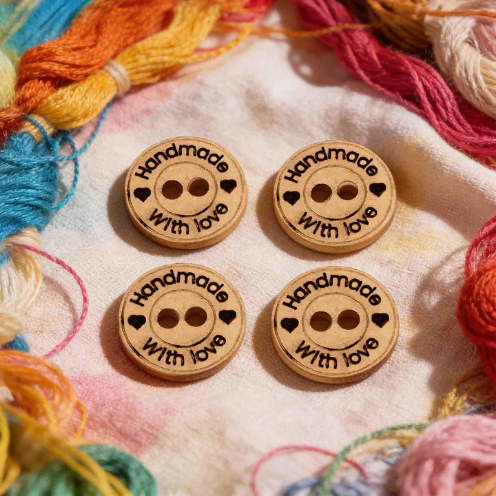 50 Pieces Wooden Buttons for Clothes | Natural Round Wooden Shirt Buttons for Men &amp; Women | Ideal for Kurtas, Kurtis, Sewing, Crafts &amp; Embroidery (Design 9)