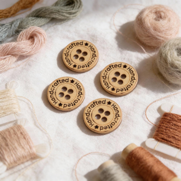 50 Pieces Wooden Buttons for Clothes | Natural Round Wooden Shirt Buttons for Men &amp; Women | Ideal for Kurtas, Kurtis, Sewing, Crafts &amp; Embroidery (Design 8)