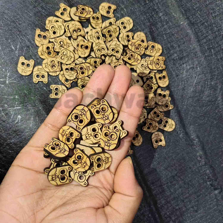 50 Pieces Wooden Buttons for Clothes | Natural Round Wooden Shirt Buttons for Men &amp; Women | Ideal for Kurtas, Kurtis, Sewing, Crafts &amp; Embroidery (Design 5 Owl)