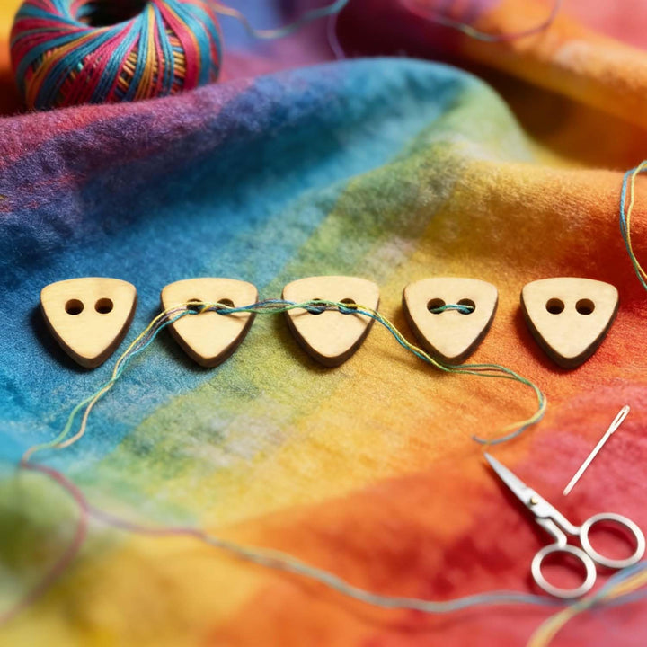 50 Pieces Natural Wooden Buttons for Clothes | Eco-Friendly Sewing Buttons for Shirts, Kurtas, Kurtis, Crafts &amp; DIY Projects (SmartTriangle-2-Hole-Btn-50)