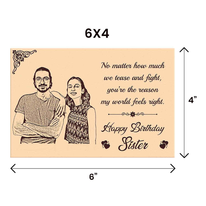 Customized Wooden Photo Frame – Thoughtful &amp;amp; Unique Gift for Sisters | Personalized Birthday Surprise | Special Keepsake for Cherished Memories