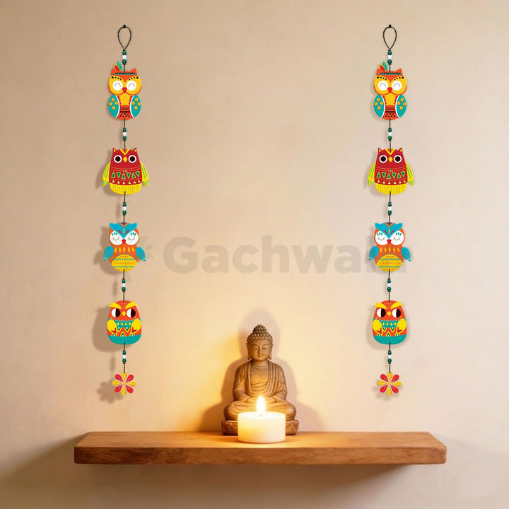 Handcrafted Wooden Owl Wall Hanging for Home &amp; Entrance | Multicolor Decorative Hanging for Living Room, Balcony, Door &amp; Festive Décor (Gyan Raksha)