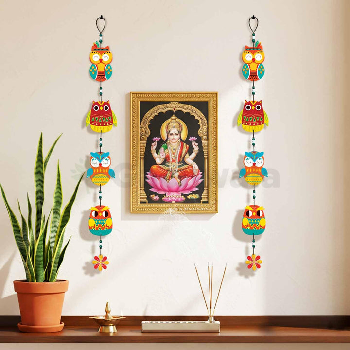 Handcrafted Wooden Owl Wall Hanging for Home &amp; Entrance | Multicolor Decorative Hanging for Living Room, Balcony, Door &amp; Festive Décor (Gyan Raksha)