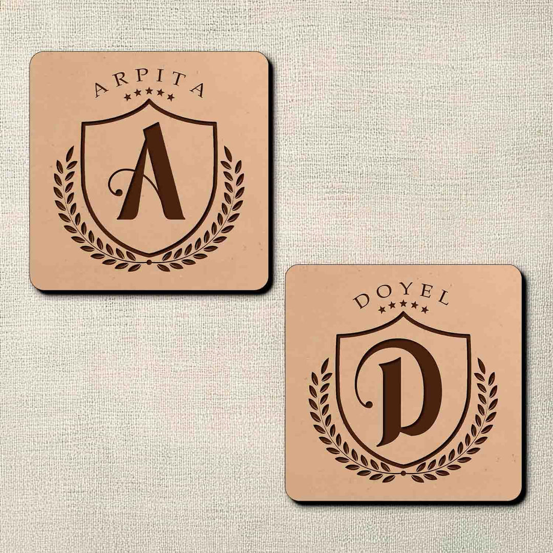 Custom Engraved Square Wooden Coasters – Set of 4 Rustic Drink Coasters – Personalized Gift for Home, Weddings, or Events – Handmade Solid Wood – Tabletop Protection with Style