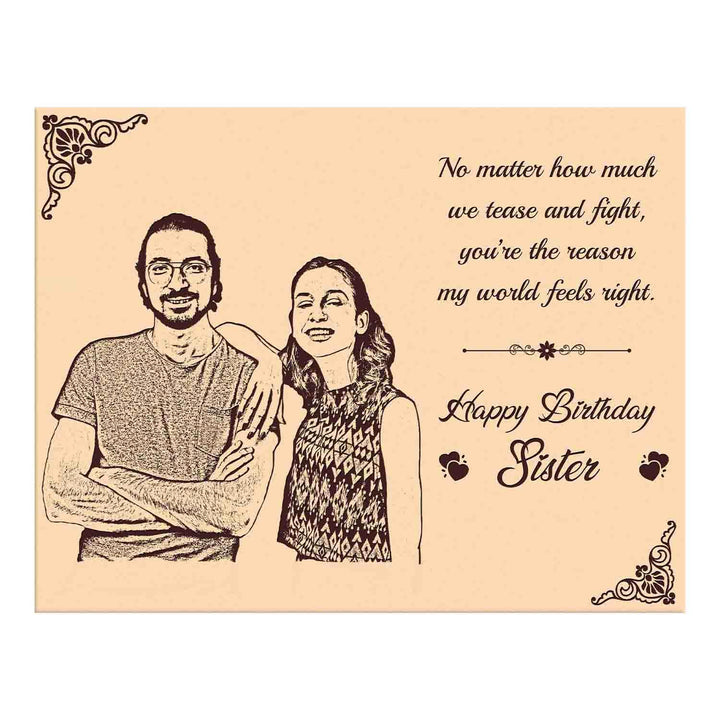 Customized Wooden Photo Frame – Thoughtful &amp;amp; Unique Gift for Sisters | Personalized Birthday Surprise | Special Keepsake for Cherished Memories