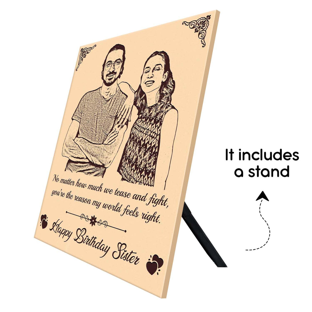 Customized Wooden Photo Frame – Thoughtful &amp;amp; Unique Gift for Sisters | Personalized Birthday Surprise | Special Keepsake for Cherished Memories