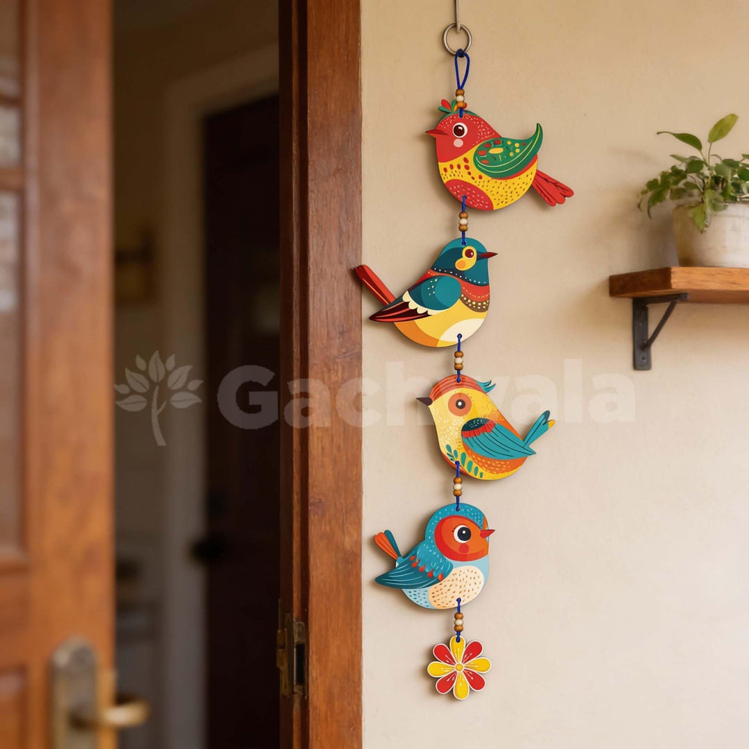 Handcrafted Colorful Bird Wall Hanging for Living Room | Wooden Hanging Decoration for Home, Balcony &amp; Diwali Décor | Decorative Wall Decor Gift Item (Single Piece)