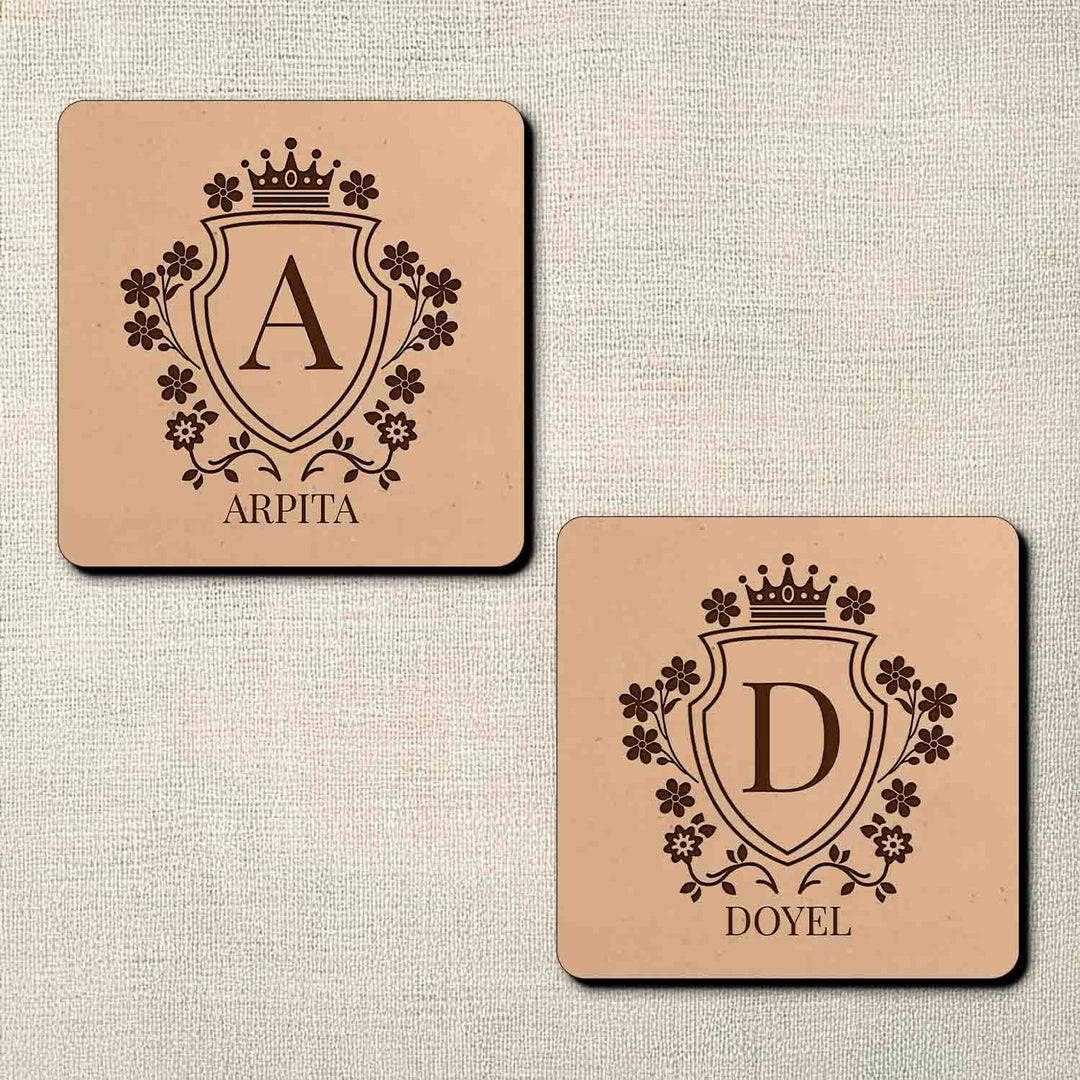 Handmade Custom Square Wooden Coaster Set – Personalized Engraved Drink Coasters for Coffee &amp; Wine – Rustic Decor for Home or Events – Unique Gift for Housewarming, Weddings &amp; More – Set of 4