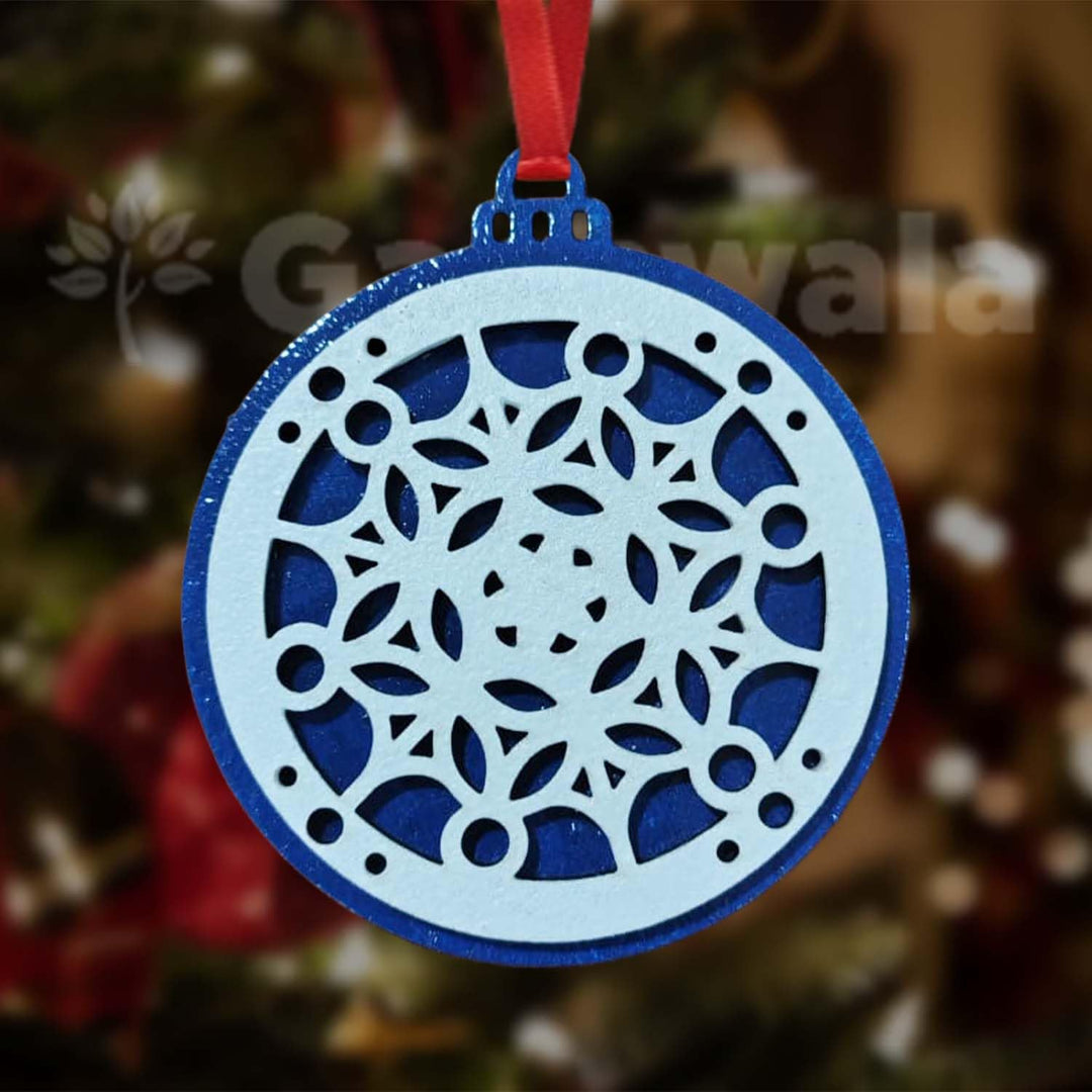 Set of 15 Handcrafted Wooden Christmas Decor (Blue) | Mix of Snowflake, Gingerbread, Bell &amp; Candy Cane Charms | Charming Hanging Ornaments for Christmas Tree, Home &amp; Church Festive Décor