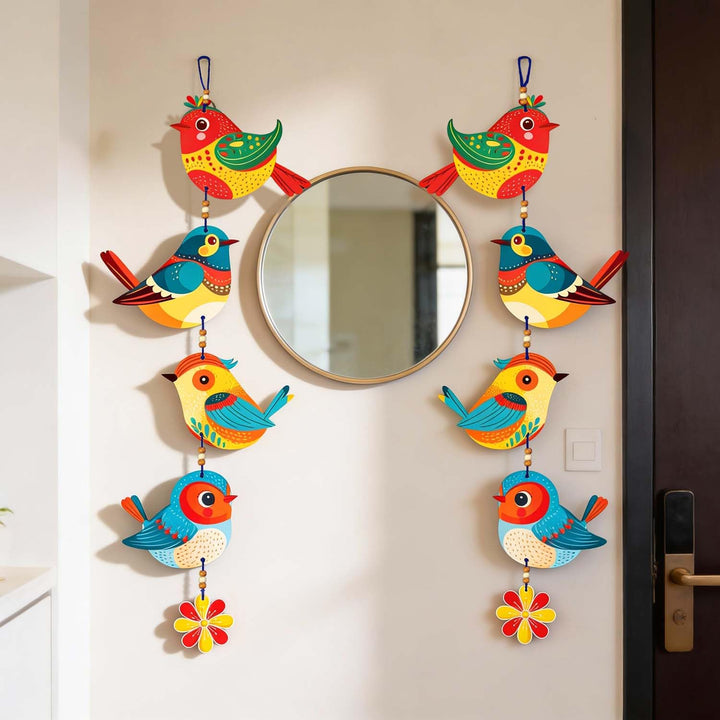 Handcrafted Colorful Bird Wall Hanging for Living Room | Wooden Hanging Decoration for Home, Balcony &amp; Diwali Décor | Decorative Wall Decor Gift Item (Single Piece)