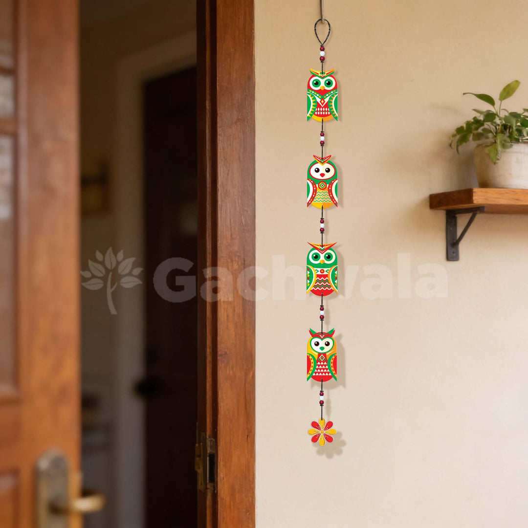 Handcrafted Wooden Owl Wall Hanging for Home &amp; Entrance | Multicolor Decorative Hanging for Living Room, Balcony, Door &amp; Festive Décor (Nazar Raksha)