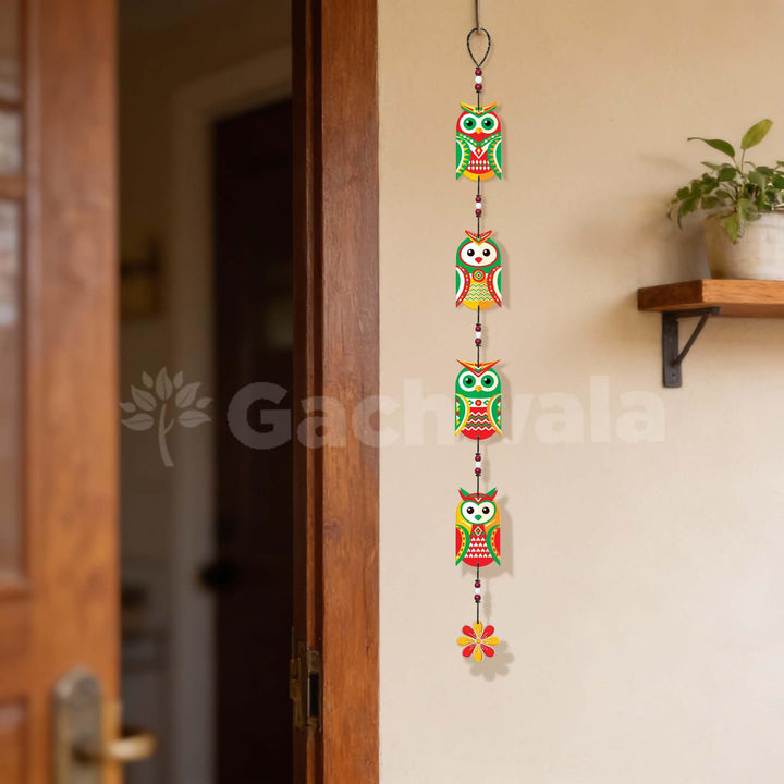 Handcrafted Wooden Owl Wall Hanging for Home &amp; Entrance | Multicolor Decorative Hanging for Living Room, Balcony, Door &amp; Festive Décor (Nazar Raksha)