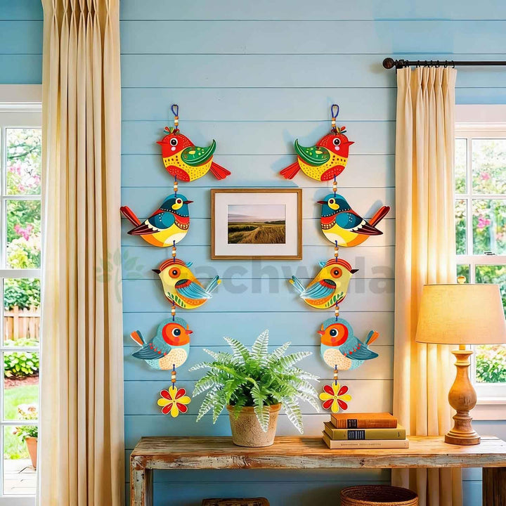 Handcrafted Colorful Bird Wall Hanging for Living Room | Wooden Hanging Decoration for Home, Balcony &amp; Diwali Décor | Decorative Wall Decor Gift Item (Single Piece)