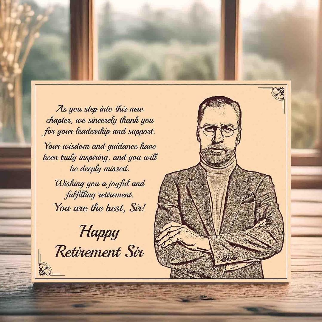 Customized Wooden Photo Frame – Engraved Retirement Gift for Father, Mother, Boss, or Teacher – Personalized Keepsake for Farewell, Appreciation, and Memory Display