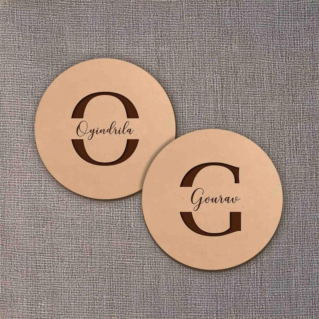 Personalized Engraved Coasters with Name or Monogram – Custom Wooden Set of 4 – Absorbent &amp; Stylish Table Protection for Coffee, Wine, and More – Ideal for Gifts, Events &amp; Home Decor
