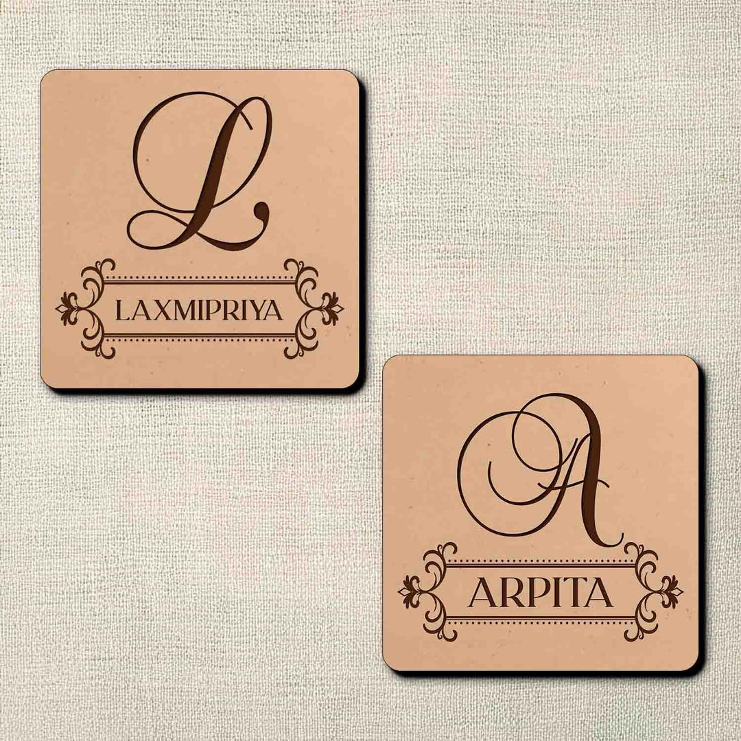 Personalized Square Coasters – Custom Engraved Wooden Drink Coaster Set of 4 – Handmade Rustic Tabletop Decor for Coffee, Tea &amp; Wine – Unique Gift for Home, Events &amp; Celebrations