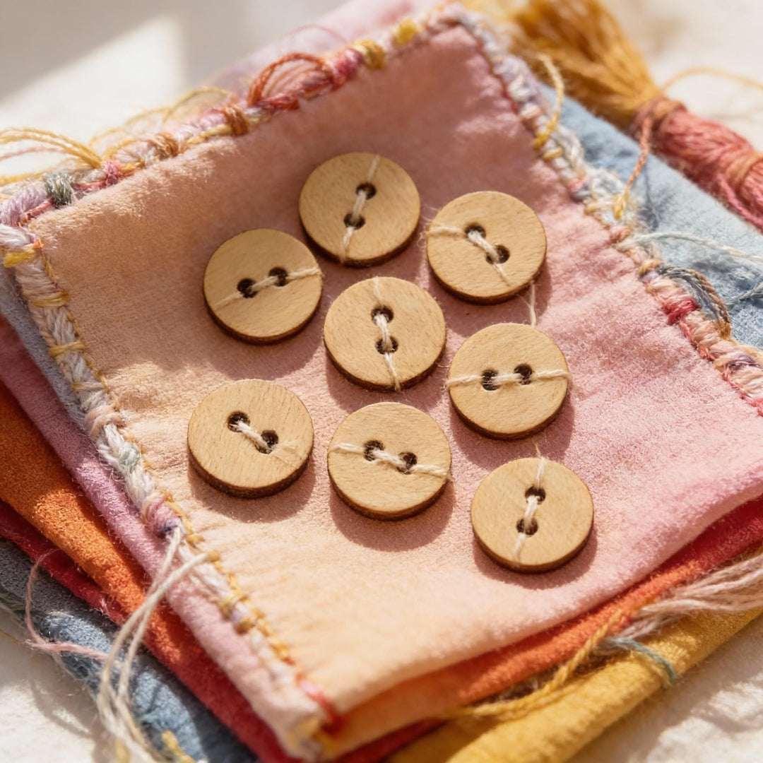 72 Pieces Natural Wooden Circle Buttons for Clothes – Circle 2-Hole Wooden Shirt Buttons for Men &amp; Women | Ideal for Kurtas, Kurtis, Sewing, Crafts, DIY &amp; Embroidery (2 Holes -10 mm)
