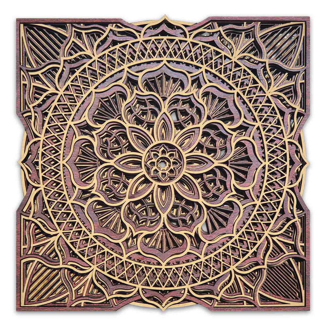 5 Layer Wooden Mandala Wall Hanging | 3D Flower Mandala Art Wall Decor | MDF Wooden Carving Wall Art for Living Room, Bedroom &amp; Office