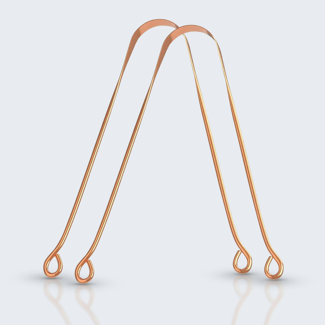 Pure Copper Tongue Cleaner Pack of 2 – Eco-Friendly Oral Hygiene Tools for Fresh Breath &amp; Bacteria Removal