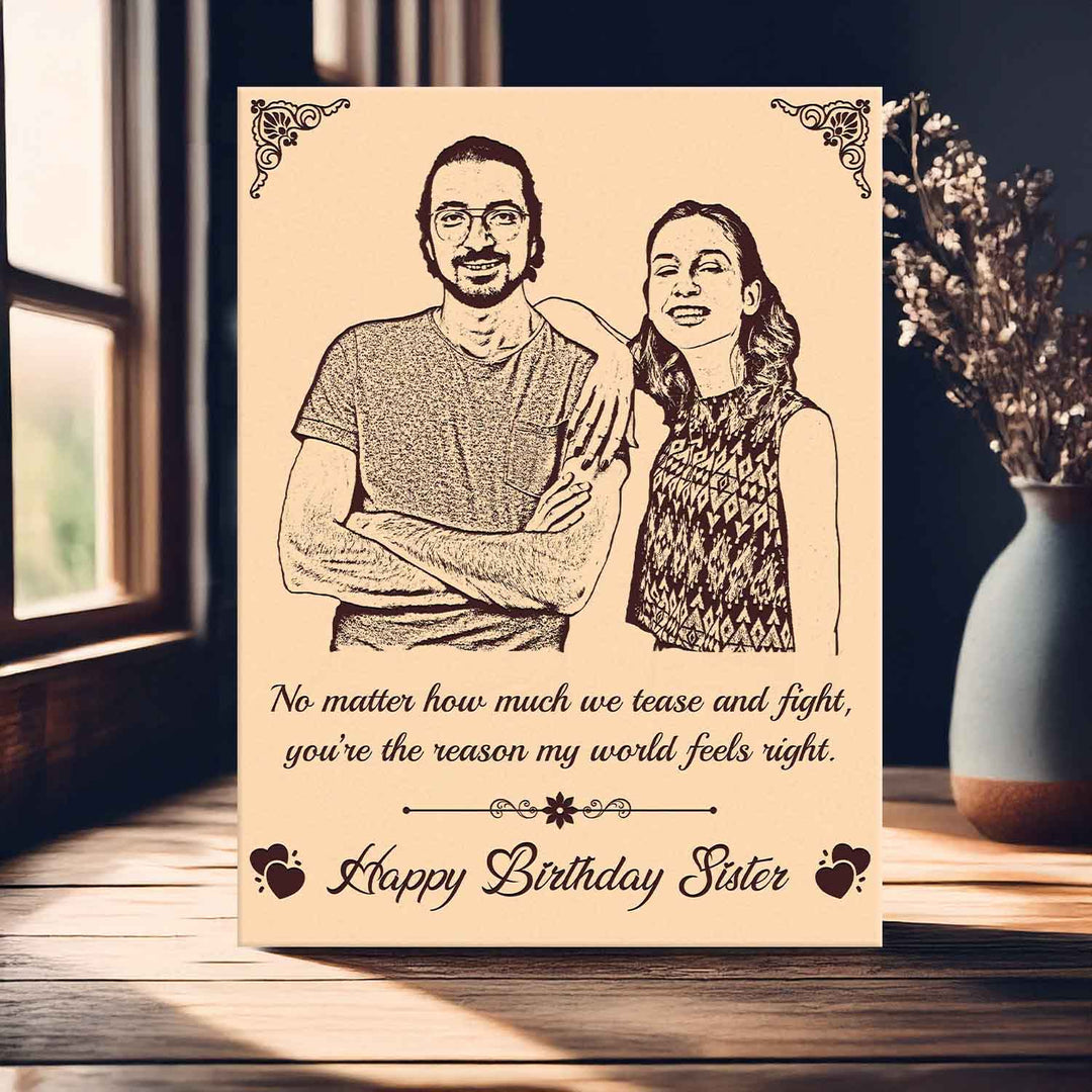 Customized Wooden Photo Frame – Thoughtful &amp;amp; Unique Gift for Sisters | Personalized Birthday Surprise | Special Keepsake for Cherished Memories
