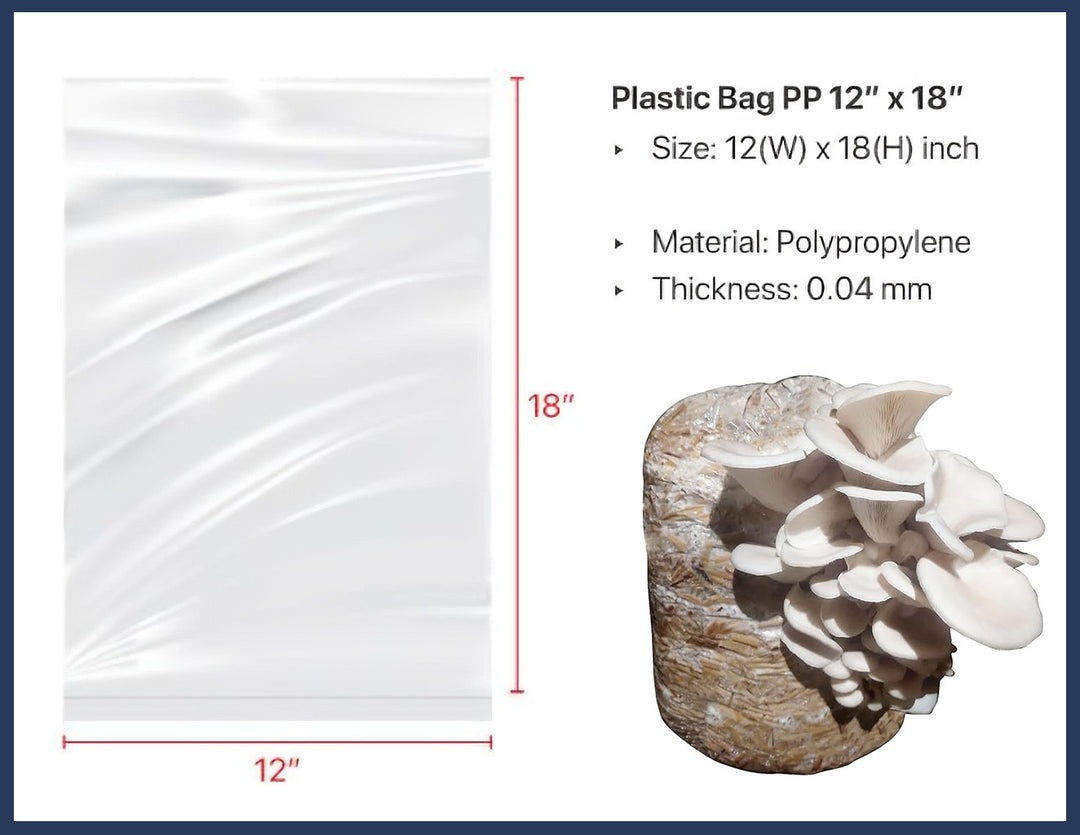 PP Bags for Mushroom Growing (12 X 18 Inches) | Ideal for Oyster or Milky Mushroom Cultivation