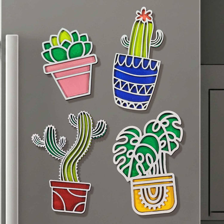 All Plants Mix Fridge Magnet Pack of 4 | Mini Decorative Plant Magnets for Kitchen, Refrigerator &amp; Home Decor | Botanical Gift for Plant Lovers
