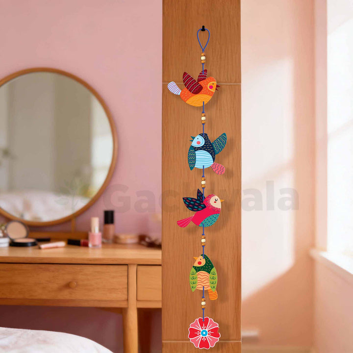Handcrafted Colorful Bird Wall Hanging for Living Room &amp; Entrance | Wooden Hanging Decoration for Home, Balcony &amp; Diwali Décor | Decorative Wall Decor Gift Item (Design 4)