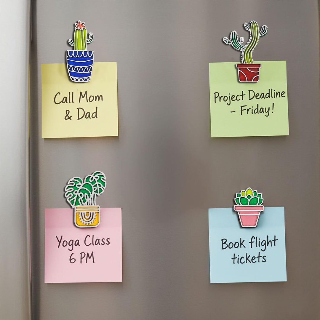 All Plants Mix Fridge Magnet Pack of 4 | Mini Decorative Plant Magnets for Kitchen, Refrigerator &amp; Home Decor | Botanical Gift for Plant Lovers