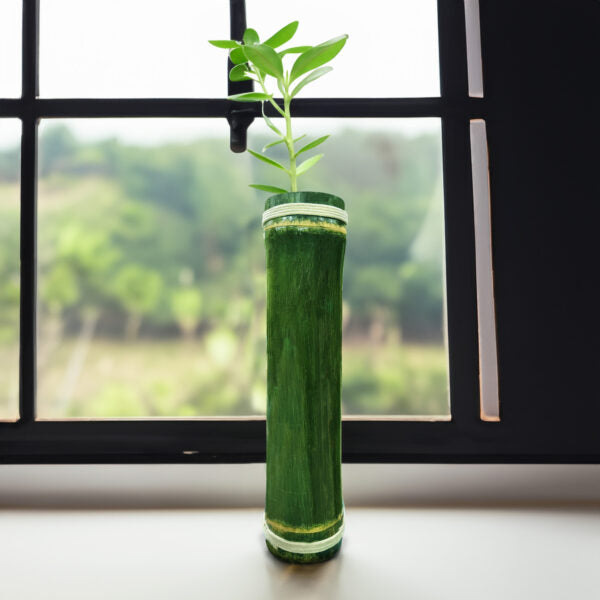 Gachwala Bamboo Vase, Hand Crafted Bamboo Vase for Home Decor &amp; Gardening, Vase for Plantation and Decoration, Shinny Wooden Finish Home Aesthetic (Approx 20 Inches Height)-B-16