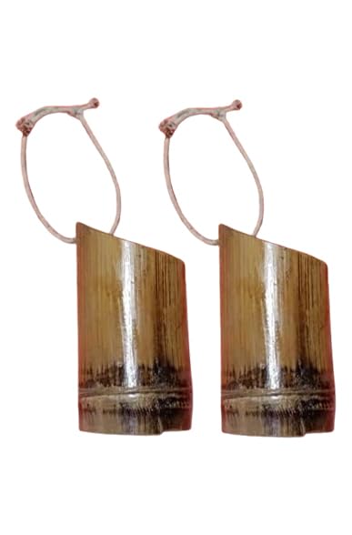 Gachwala Natural Medium Bamboo Planter (Set of 2) / Wooden Container - Garden Decoration Planters/Pot for Balcony - Plants Decorative Accessories (15 to 25 CM) - B9