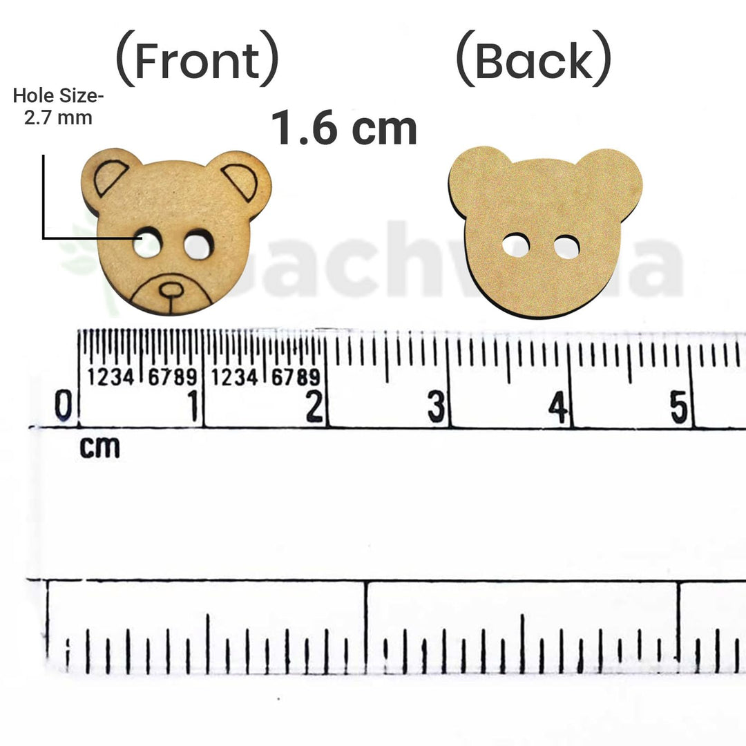 50 Pieces Wooden Buttons for Clothes | Natural Round Wooden Shirt Buttons for Men &amp; Women | Ideal for Kurtas, Kurtis, Sewing, Crafts &amp; Embroidery (Design 6 Bear)