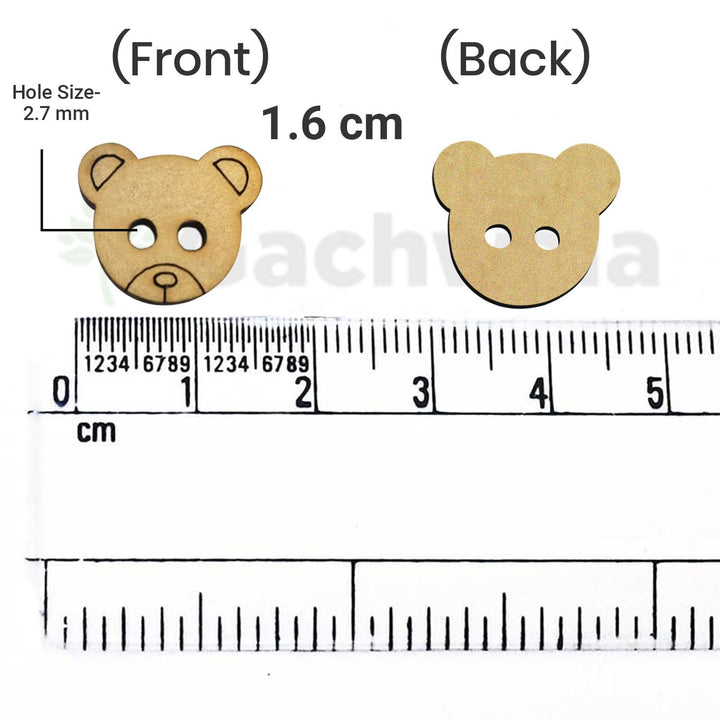 50 Pieces Wooden Buttons for Clothes | Natural Round Wooden Shirt Buttons for Men &amp; Women | Ideal for Kurtas, Kurtis, Sewing, Crafts &amp; Embroidery (Design 6 Bear)