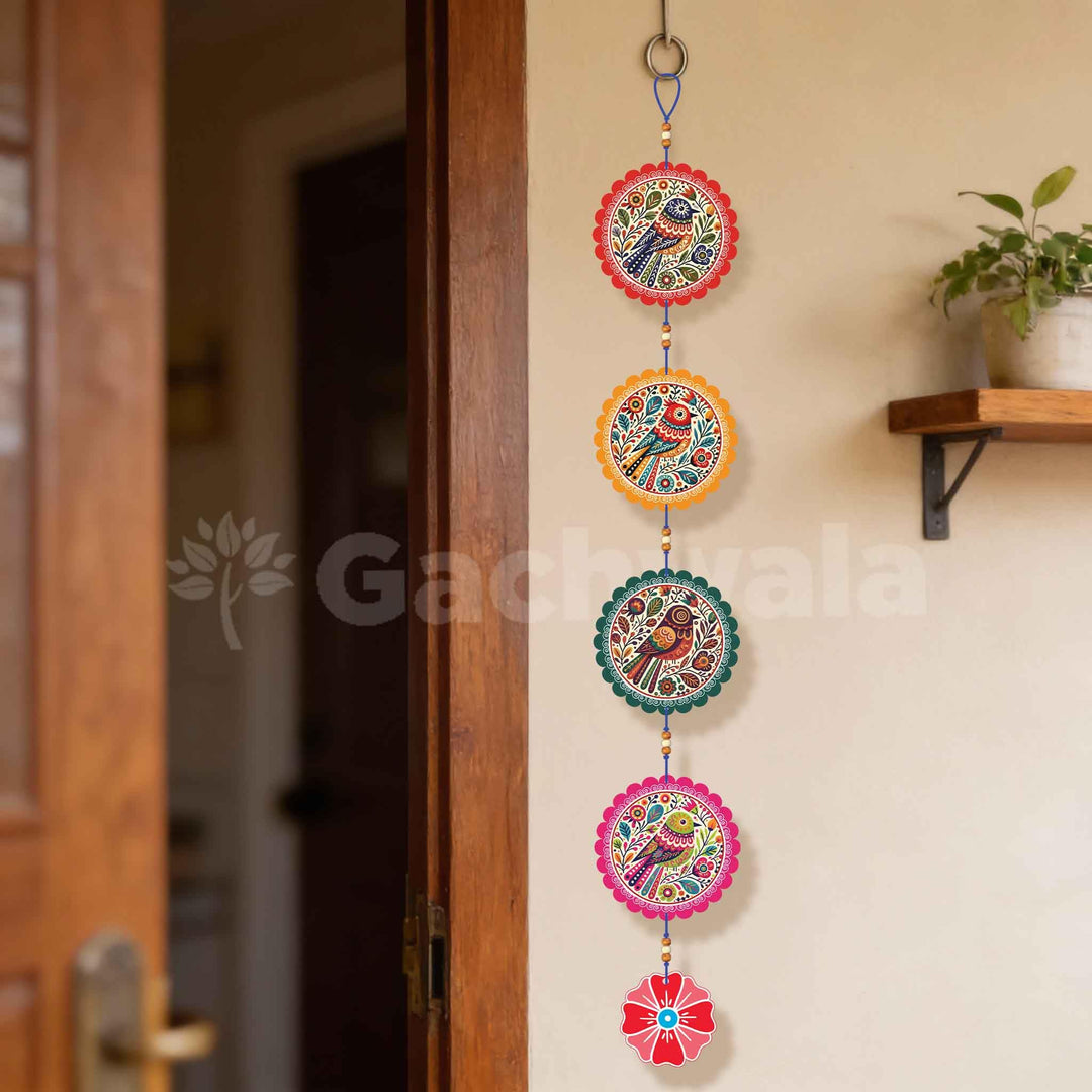 Handcrafted Colorful Bird Wall Hanging for Living Room &amp; Entrance | Wooden Hanging Decoration for Home, Balcony &amp; Diwali Décor | Decorative Wall Decor Gift Item (Design 3)
