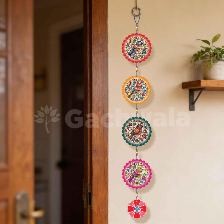 Handcrafted Colorful Bird Wall Hanging for Living Room &amp; Entrance | Wooden Hanging Decoration for Home, Balcony &amp; Diwali Décor | Decorative Wall Decor Gift Item (Design 3)